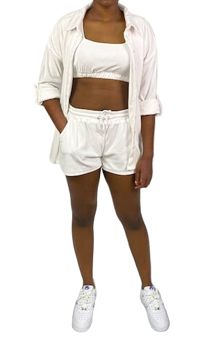 Bianca 3 Pc Short Set - White
