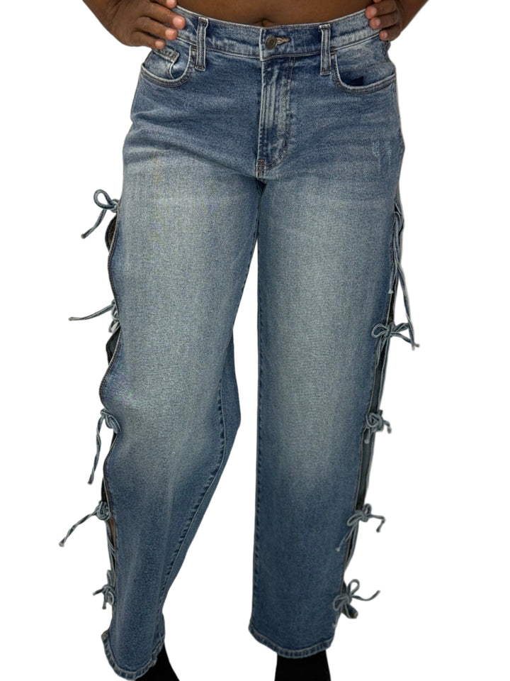 Forever Bows Baggy Mid Rise Jean