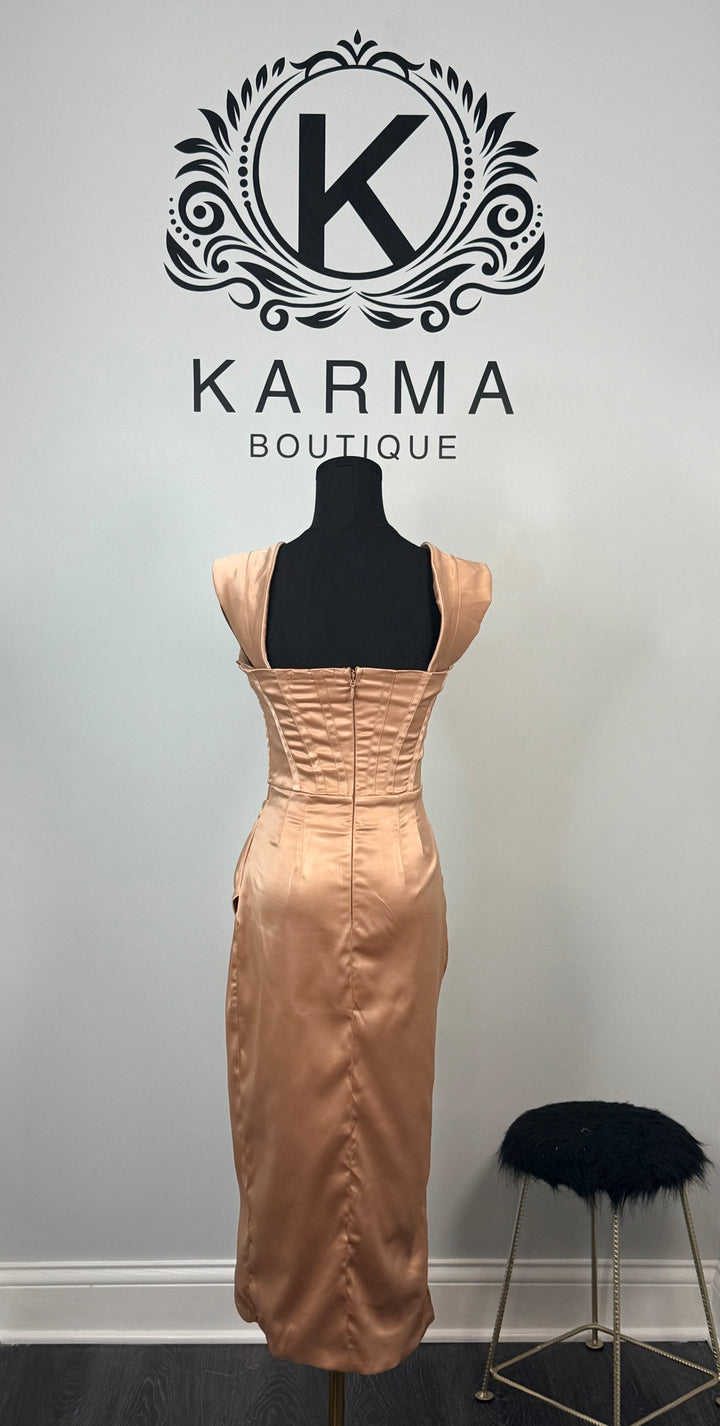 Miss Marilyn Satin Dress - Mocha