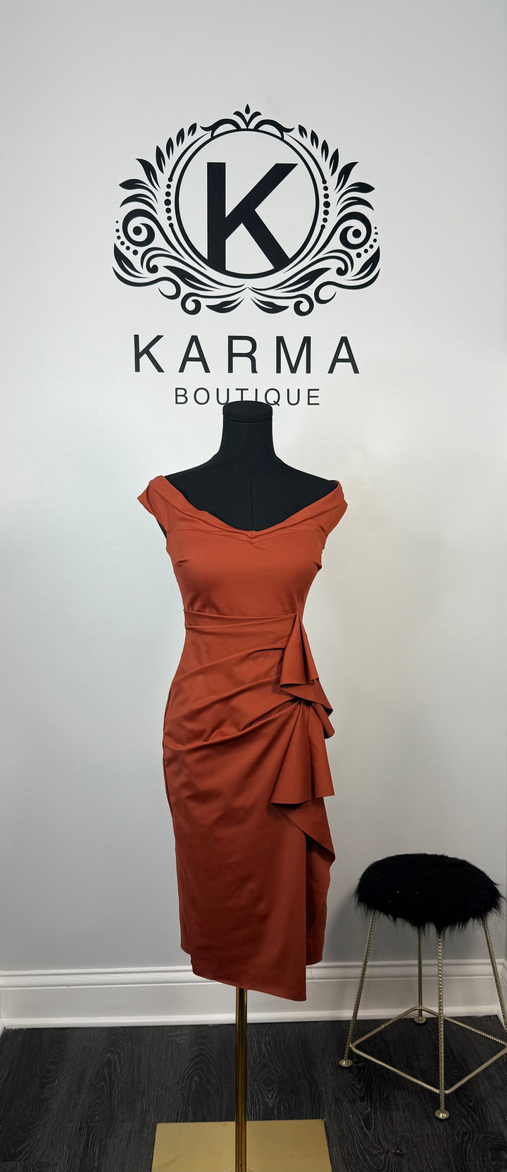 Chocolate Goddess Midi Dress - Rust