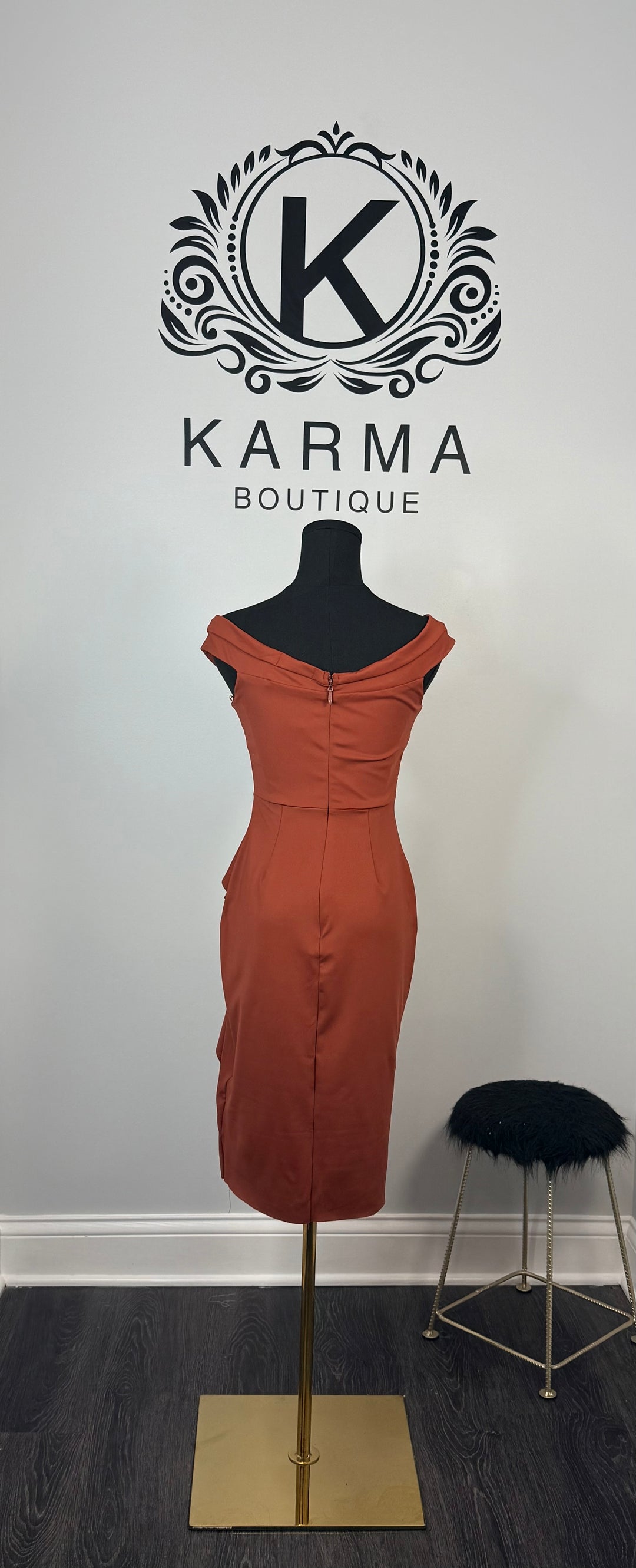 Chocolate Goddess Midi Dress - Rust