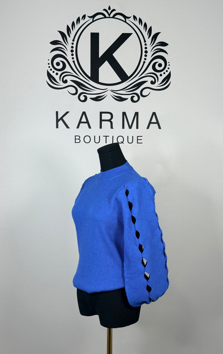 Ophelia Cut Sleeve Sweater - Blue