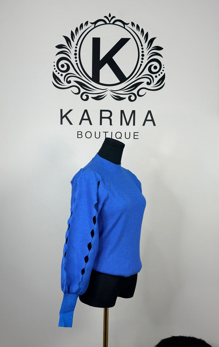 Ophelia Cut Sleeve Sweater - Blue