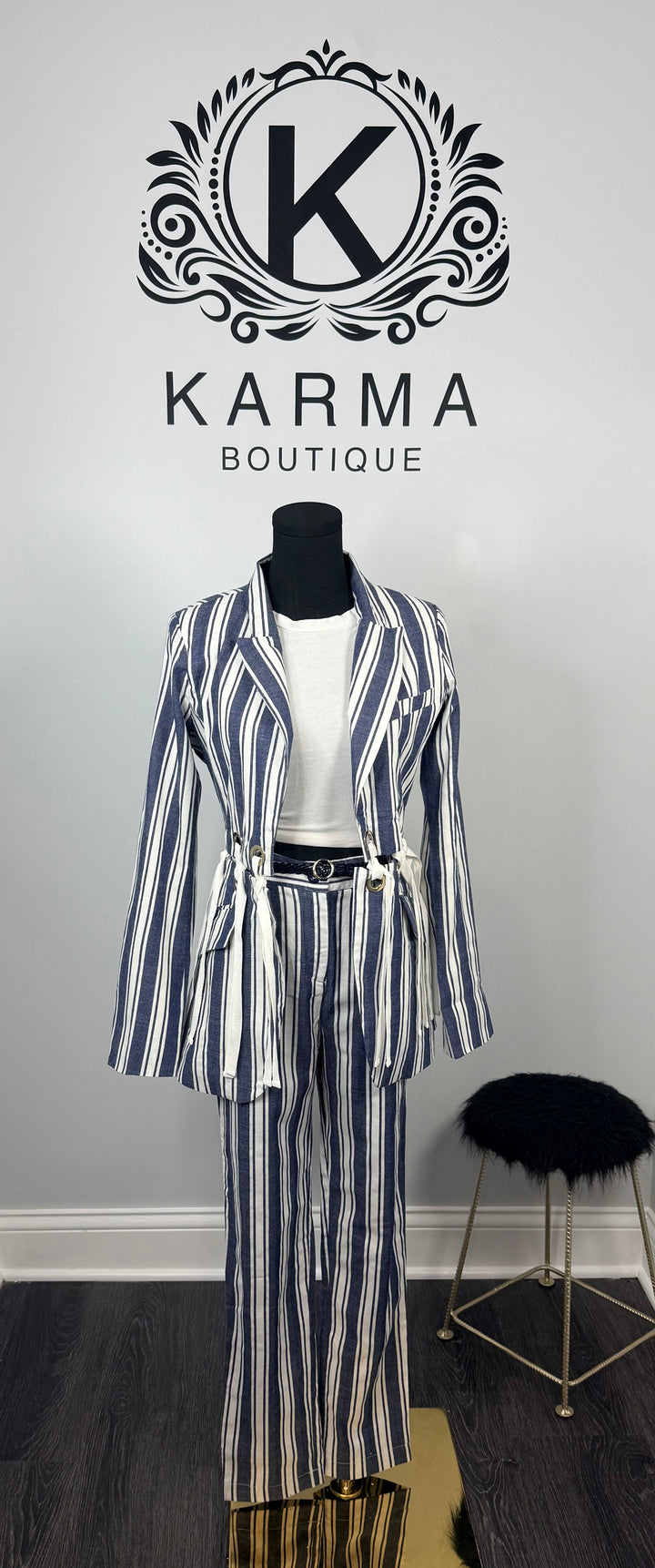 All Bizness Striped Pant Suit