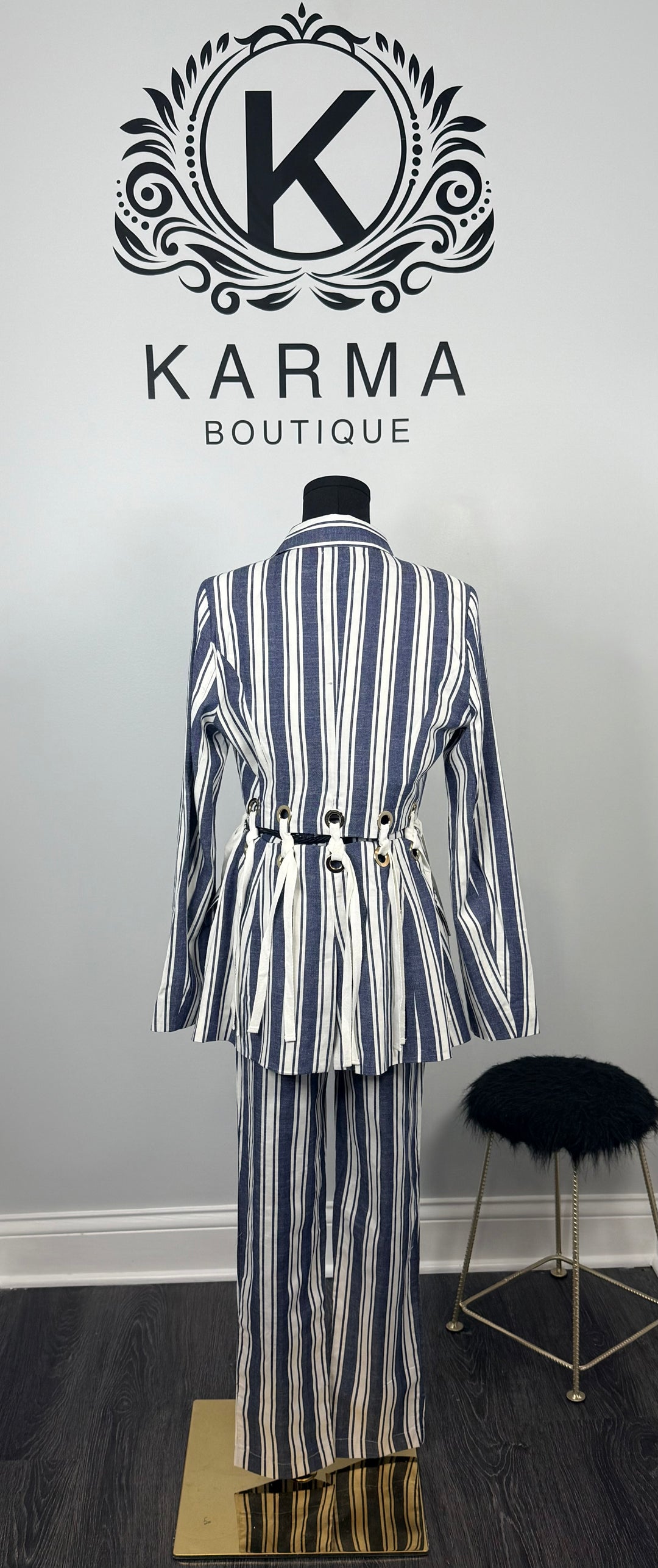 All Bizness Striped Pant Suit