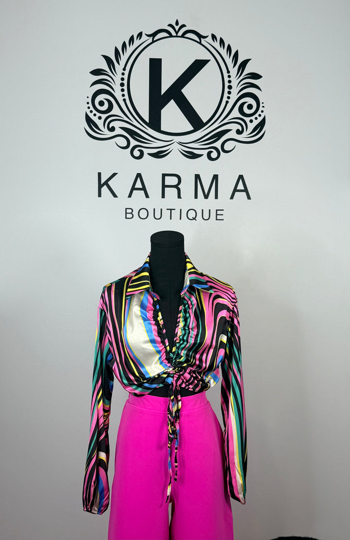 Show Me The Wave Satin Printed Shirt - Multi