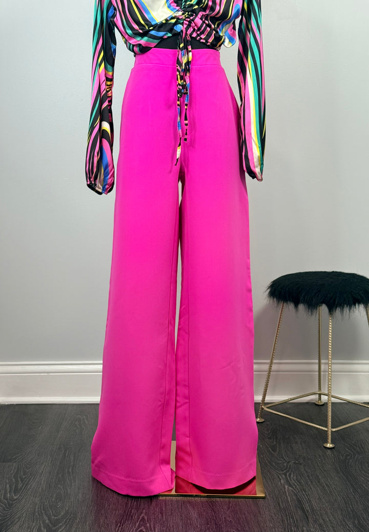 Call Us Even Wide Leg Dress Pants - Magenta