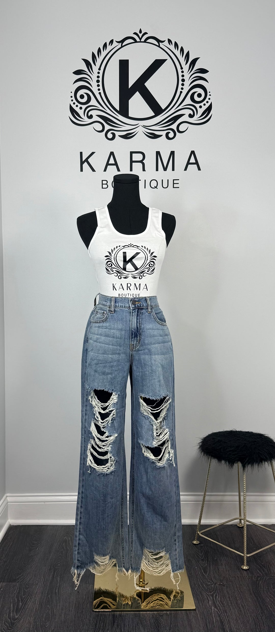 See Me Shredded Wide Leg Jean
