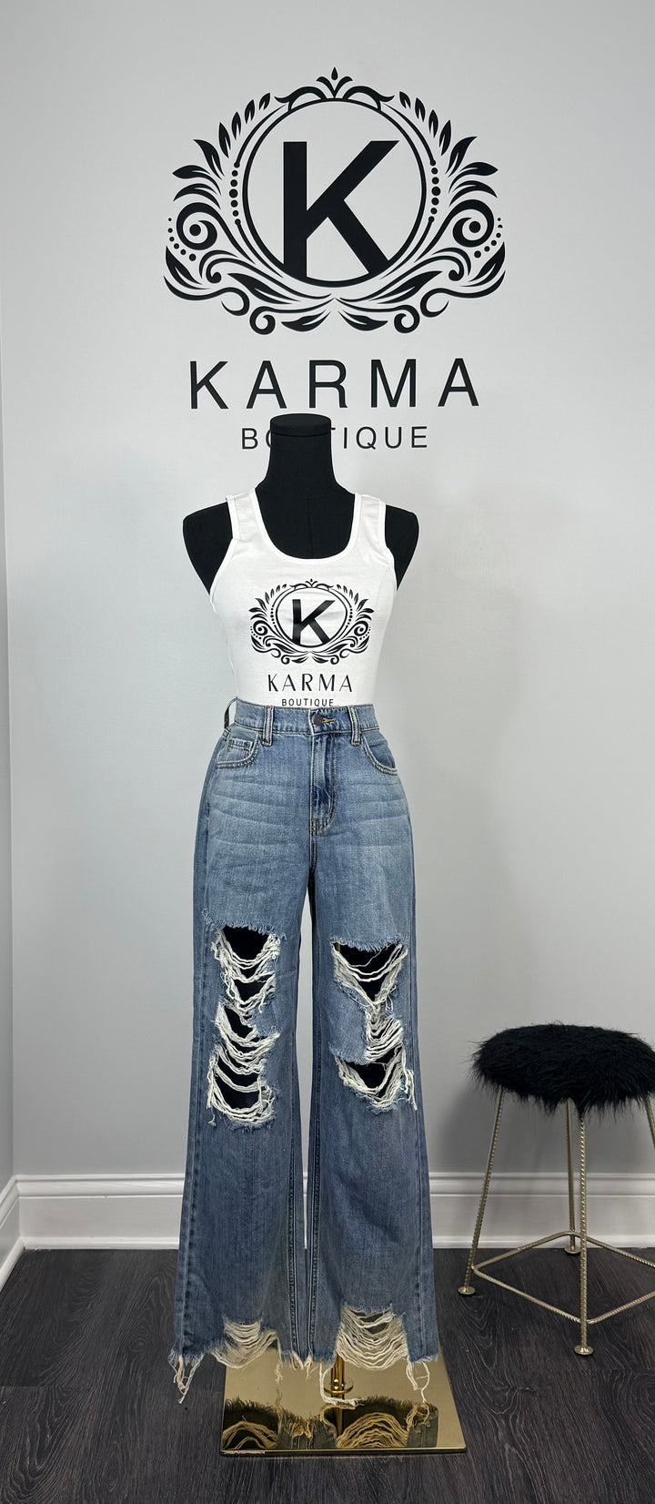 See Me Shredded Wide Leg Jean