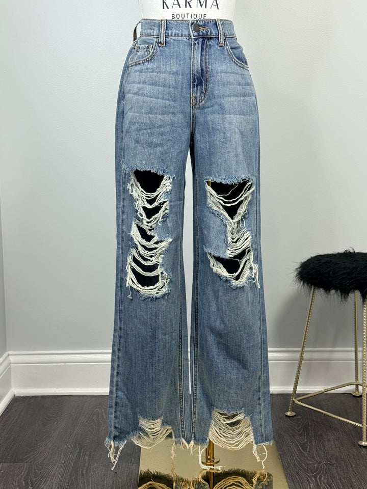 See Me Shredded Wide Leg Jean