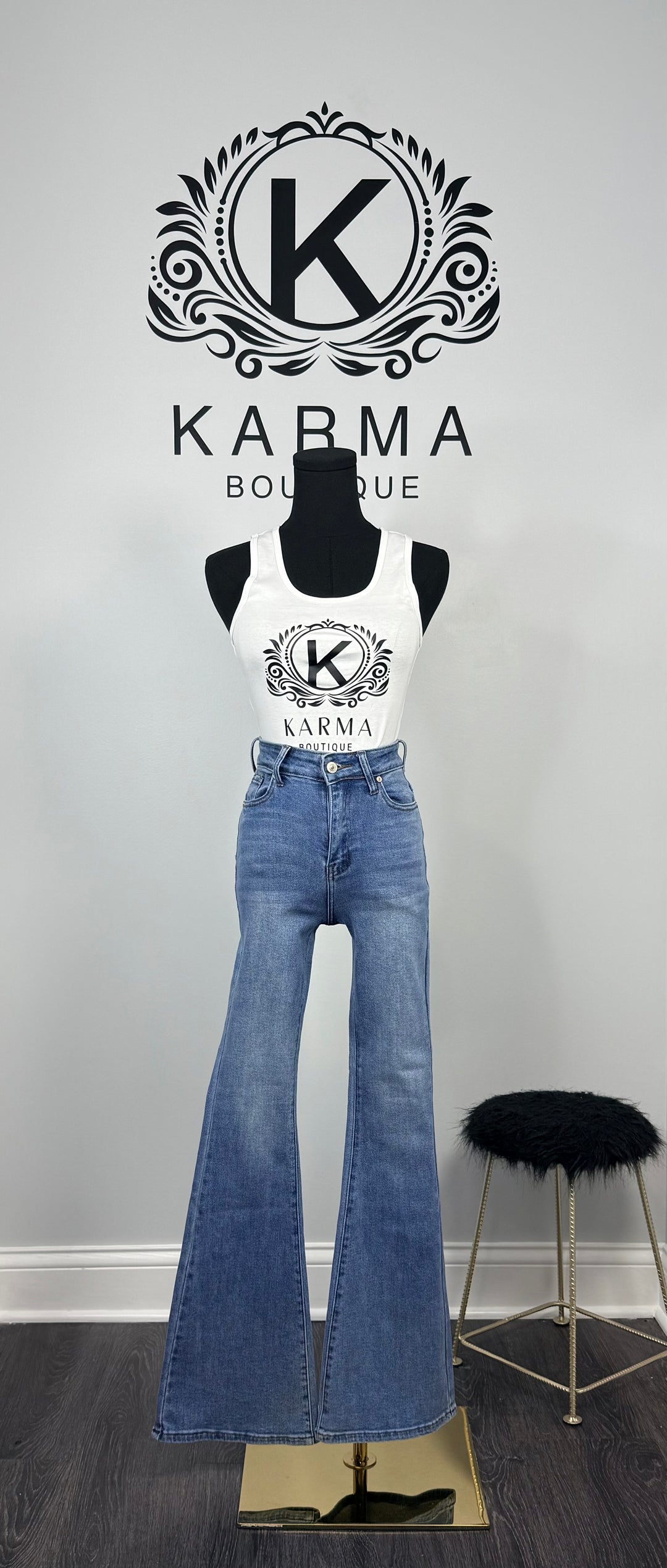 You Know What Time It Is Flare Leg Jeans