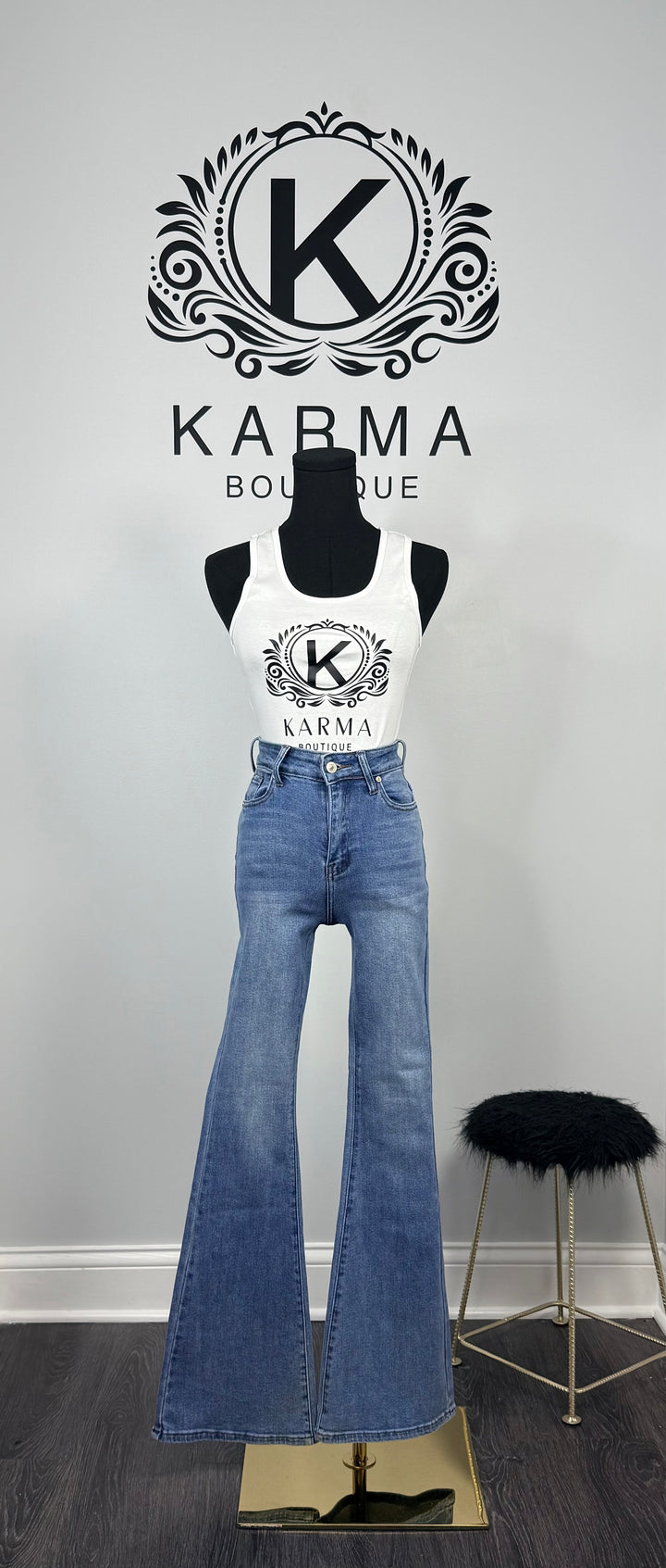 You Know What Time It Is Flare Leg Jeans