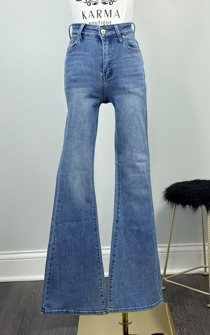You Know What Time It Is Flare Leg Jeans
