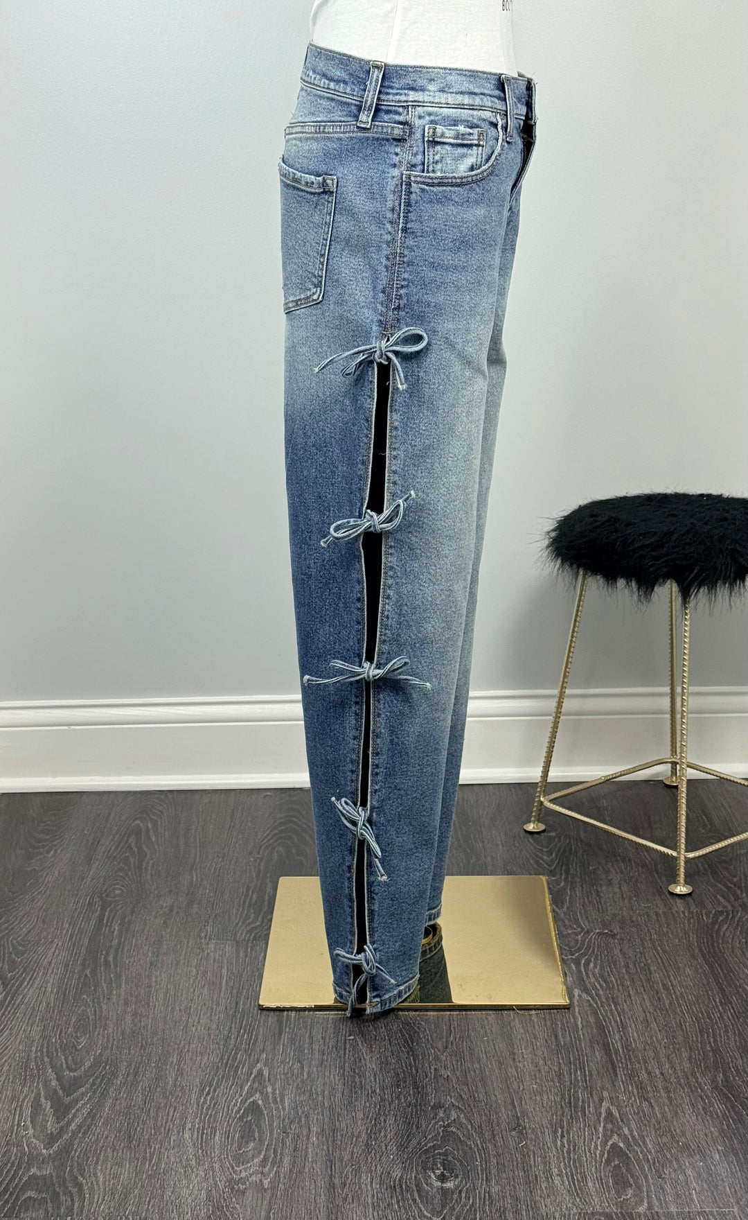 Forever Bows Baggy Mid Rise Jean