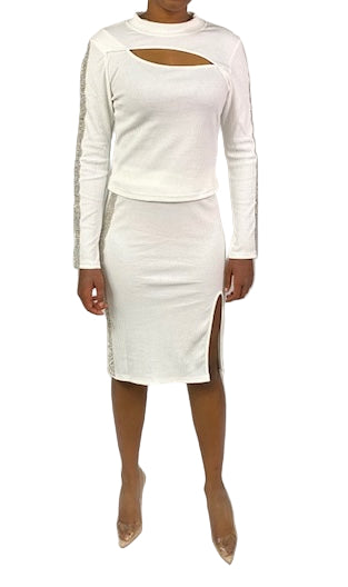 Lexy Snatched Sweater Skirt - White