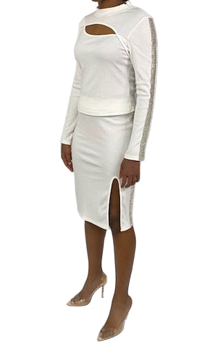 Lexy Snatched Sweater Skirt - White