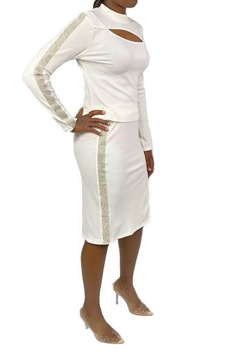 Lexy Snatched Sweater Skirt - White