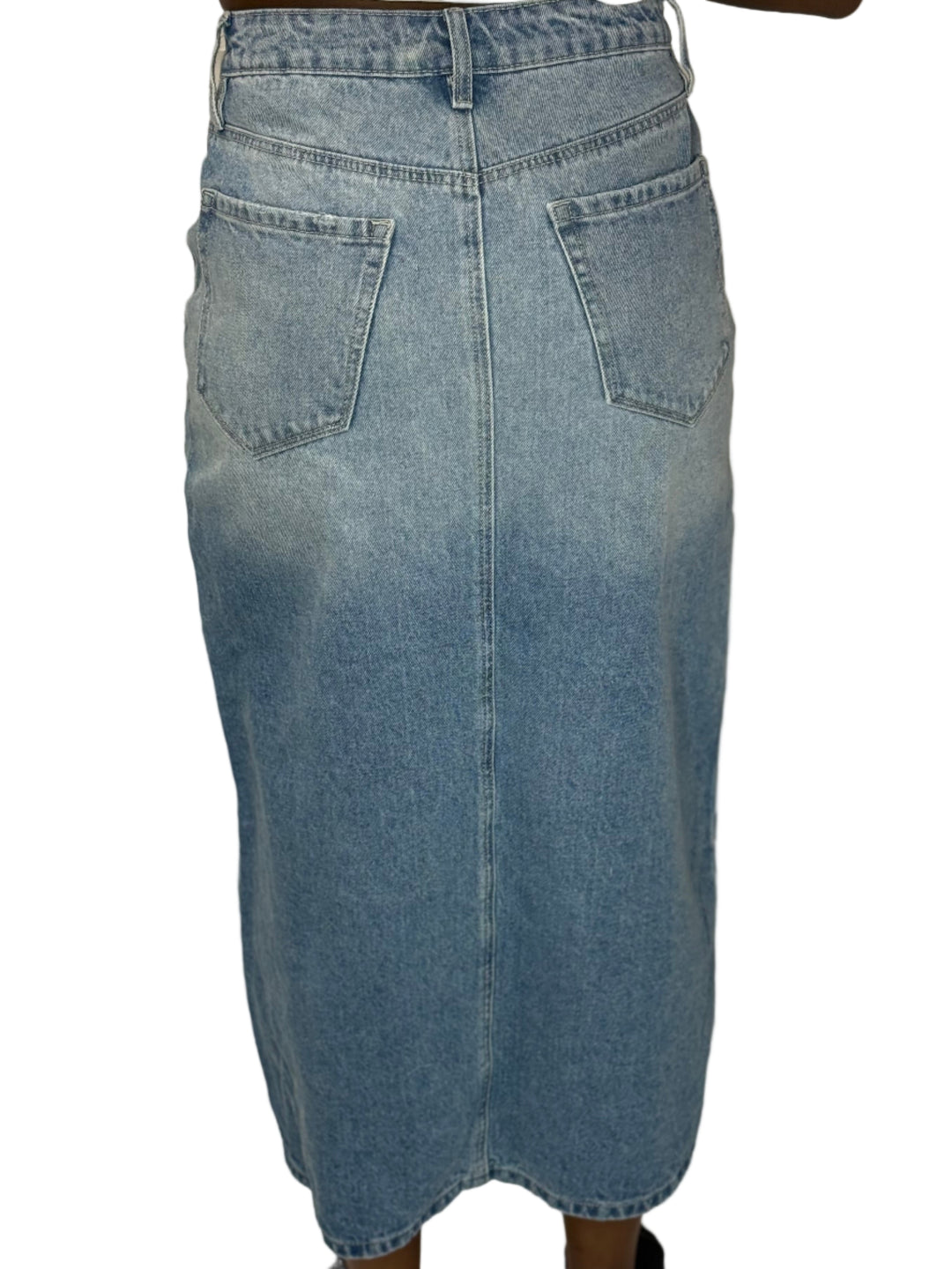 Megan High Rise Midi Denim Skirt