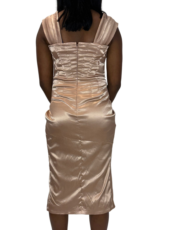 Miss Marilyn Satin Dress - Mocha