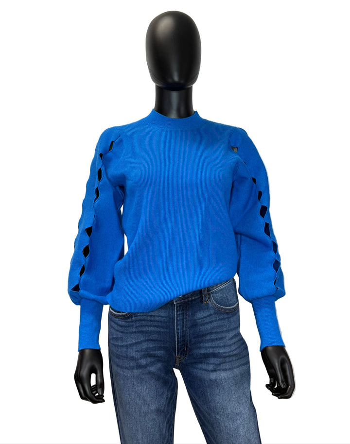 Ophelia Cut Sleeve Sweater - Blue