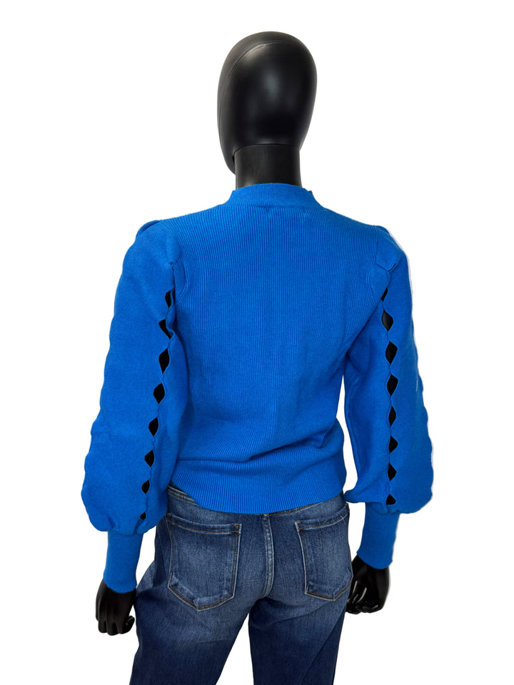 Ophelia Cut Sleeve Sweater - Blue