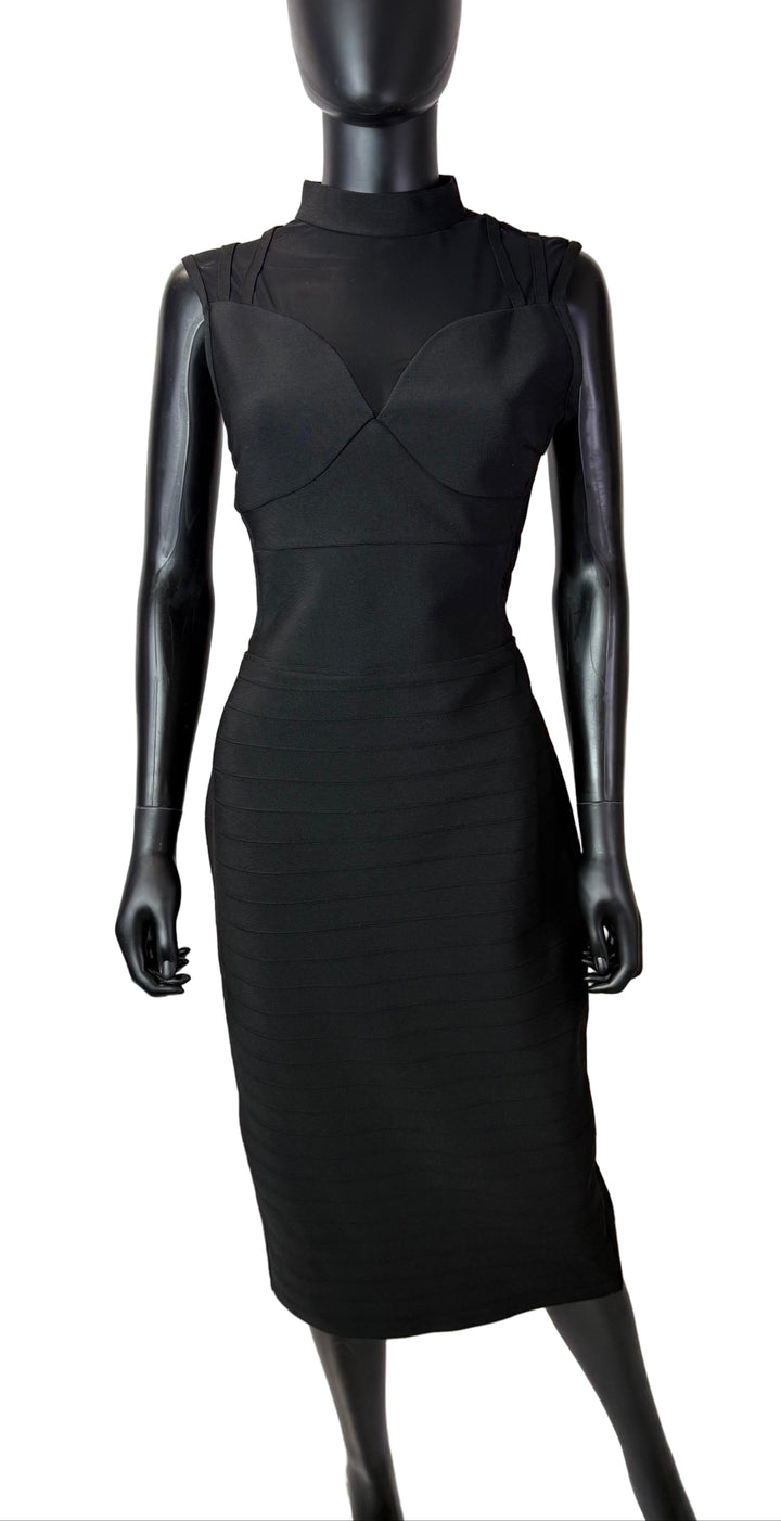 Peak-a-Boo Bandage Dress - Black