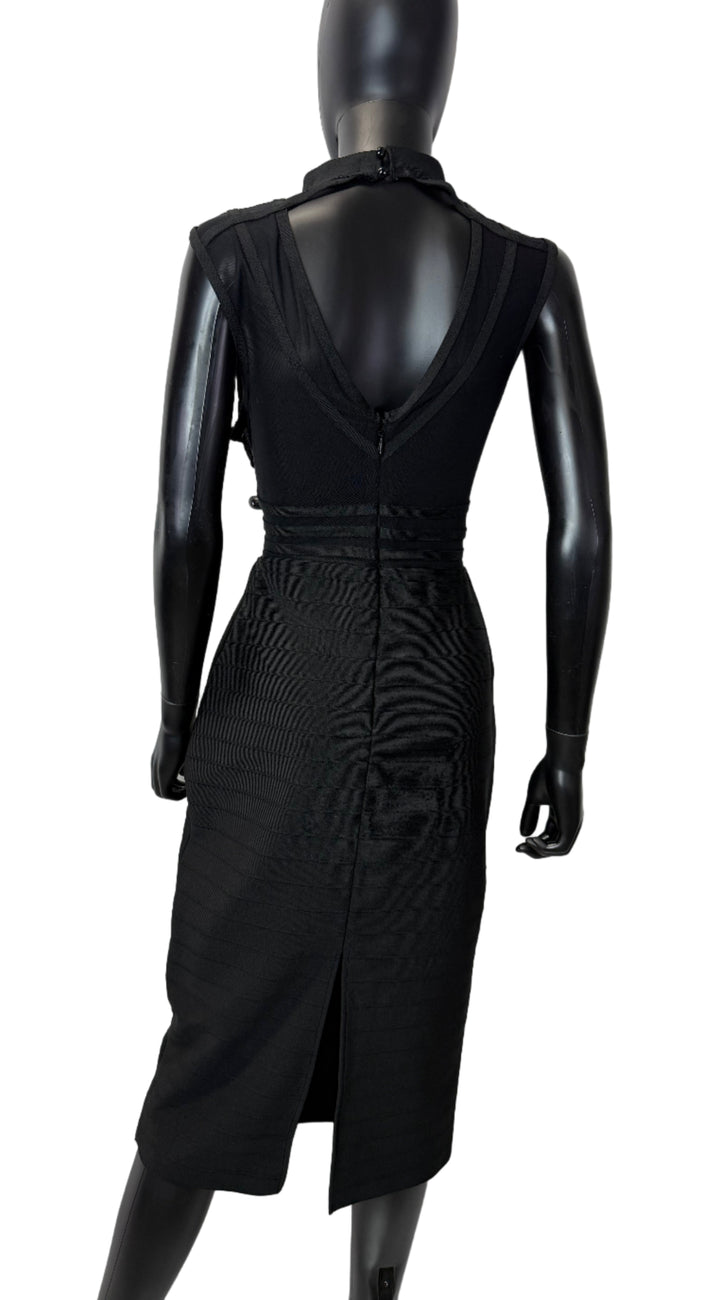 Peak-a-Boo Bandage Dress - Black
