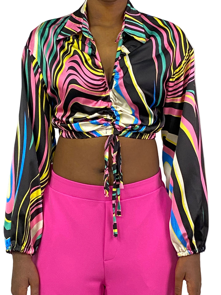 Show Me The Wave Satin Printed Shirt - Multi